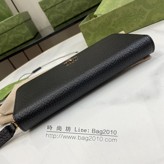 Gucci專櫃古馳最新款飾GG細節拉鏈錢包男士長夾錢包 jh2247型號：523667